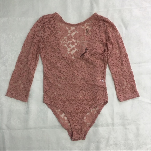 Ambiance mauve embroidered lace bodysuit - Picture 5 of 8